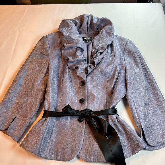 Adrianna Papell Evening Essentials Blazer Grey Rayon Blend Women's Size 10 - Picture 1 of 5